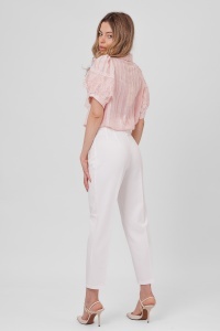 Pantaloni ivory cu talie înaltă și croială conică - Img 5