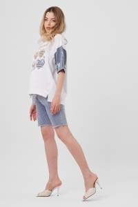 Pantaloni scurți din denim cu strasuri - Img 3