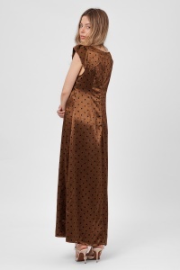 Rochie maxi maro cu buline și dantelă - Img 3