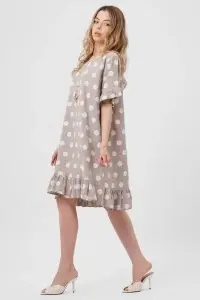 Rochie taupe cu buline albe și volane - Img 3