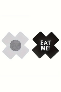 Accesorii autoadezive pentru sani, set 2 piese, model opac, tematica sexy eat me, negru intens - Img 2