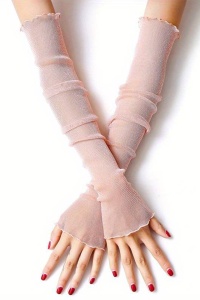 Acoperitori pentru maini tip manusi, model semitransparent si delicat, fara degete si fara prindere, tematica cute and soft, marime universala, roz - Img 3