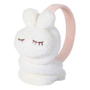 Acoperitori pentru urechi, protectie impotriva frigului, model casti pentru copii, tematica sleepy bunny, marime universala, albe