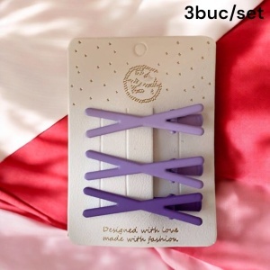 Agrafe de par, set 3 bucati, model in X, vesel si colorat, tematica strop de culoare in parul tau, mov - Img 3