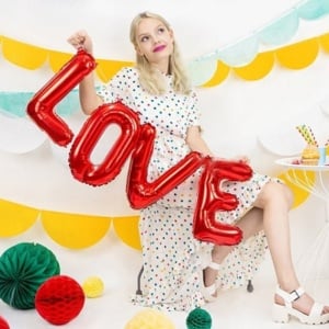 Balon iubire, decor „Love“, 101 cm, rosu - Img 2