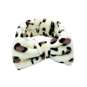 Bentita cosmetica machiaj, elastica, model animal print, bej crem cu imprimeu maro, marime standard