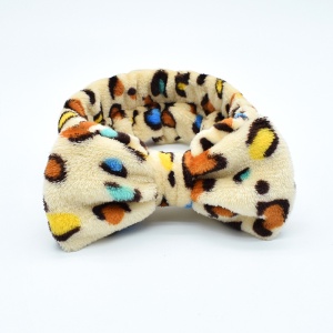 Bentita cosmetica machiaj, elastica, model animal print, maro deschis cu imprimeu multicolor, marime standard - Img 2