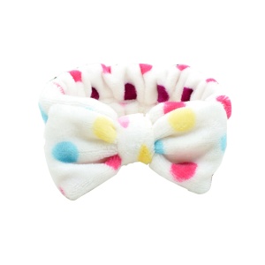 Bentita cosmetica machiaj, elastica, model cu buline colorate, alba cu buline multicolore, marime standard