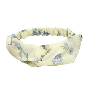 Bentita pentru par elastica, model floral, galbena cu imprimeu, marime standard