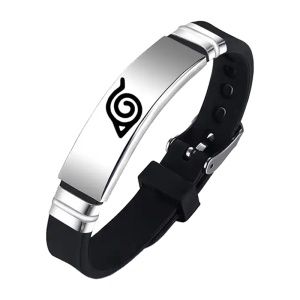 Bratara anime, model konoha, tematica ninja jutsu, unisex, argintie,