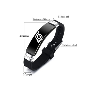 Bratara anime, model konoha, tematica ninja jutsu, unisex, neagra, - Img 4
