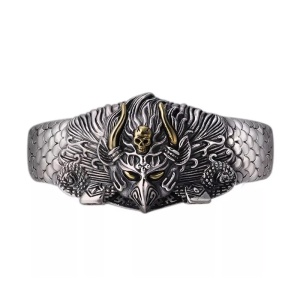 Bratara azteca, model pasare luptatoare, tematica warrior rebirth, unisex, argintie,
