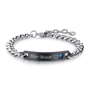Bratara barbateasca her beast, neagra, reglabila, cu stras,