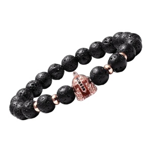 Bratara barbati, elastica, pandantiv casca razboinic spartan, rose gold, - Img 2