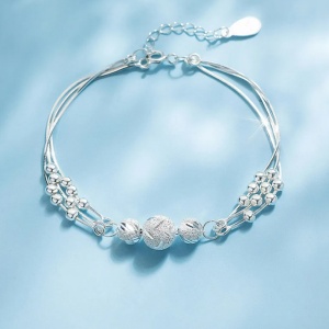 Bratara dama, model delicat cu accesorii bilute, dimensiune reglabila, tematica fancy touch, argintie - Img 4