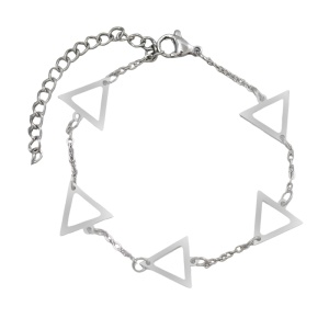 Bratara dama, model elegant geometric, pandantive triunghiuri, reglabila, argintie