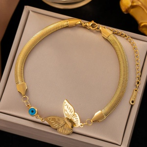 Bratara dama, model fashion cu fluturas, accesoriu norocos, tematica sweet butterfly, aurie - Img 2