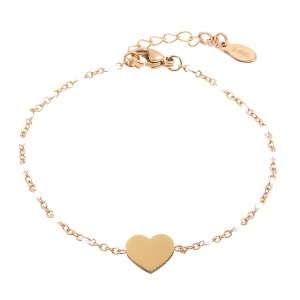 Bratara dama, model fashion delicat cu inimioara, tematica my heart is yours, reglabila, alba