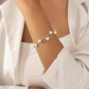 Bratara dama, model minimalist elegant, accesorii multiple, tematica classy life, argintiu - Img 2