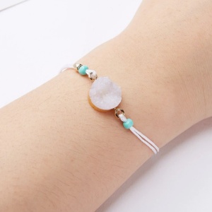 Bratara dama, sfoara, reglabila, model make a wish, accesoriu rotund, alba - Img 2