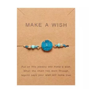 Bratara dama, sfoara, reglabila, model make a wish, accesoriu rotund, albastra