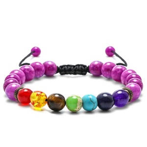 Bratara energetica creata manual, din roca vulcanica , 7Chakras, pietre semipretioase, unisex, reglabila, roz