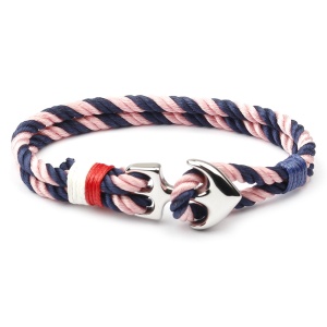 Bratara marinar cu ancora, albastru cu roz, unisex,