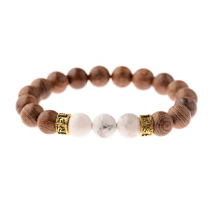 Bratara, model fashion, accesorii roca naturala, unisex, alba,