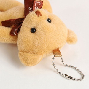 Breloc, model cu ursulet prietenos, accesorizat cu fundita de cadou, tematica I love you, maro deschis - Img 4