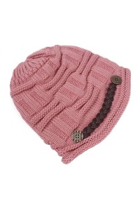 Caciula dama, model accesorizat cu detaliu impletit, tematica city style, marime universala, roz - Img 3
