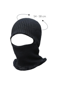 Caciula de barbati, model cagula decupata la fata, cu prelungire la gat protectie tip fular, captuseala moale si pufoasa, marime universala, neagra - Img 4