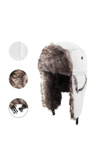 Caciula de barbati, prindere in doua moduri, model polar calduros cu urechi, tematica let’s party outside, marime universala, alba - Img 4
