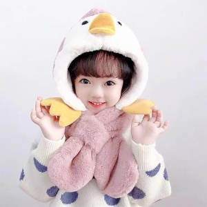 Caciula pentru copii, moale si calduroasa, model cu pinguin zgribulit, tematica picioruse vesele, 2 – 5 ani, roz - Img 4