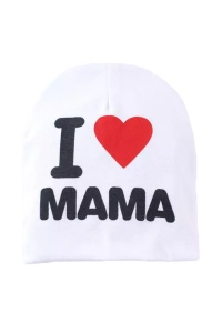 Caciula pentru copii, model “I love mama”, calduroasa si cool, alba, marime universala