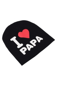 Caciula pentru copii, model “I love papa”, calduroasa si cool, neagra, marime universala - Img 4
