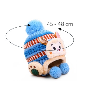 Caciula pentru copii, model calduros cu pom pom cu urechiuse hazlii, prindere sub barbie, tematica iepuras bunny poznas, 0 – 2 ani, albastru deschis - Img 4