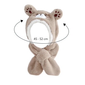 Caciula pentru copii, model cu urechiuse de ursulet tip fular, tematica bear hug, 2 – 6 ani, maro - Img 3