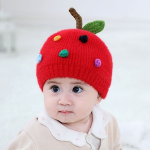 Caciula pentru copii, model fructe delicioase cu codita, tematica sweet baby, 0 – 6 luni, rosu - Img 2