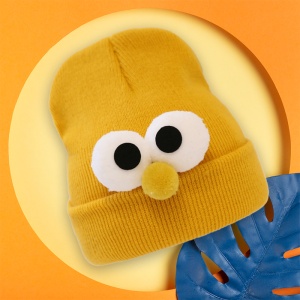 Caciula pentru copii, model minimalist accesorizat cu ochisori curiosi si nasuc nazdravan, tematica funny little baby, 0 – 1 ani, galbena - Img 3