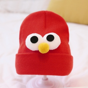 Caciula pentru copii, model minimalist accesorizat cu ochisori curiosi si nasuc nazdravan, tematica curious little baby, 0 – 1 ani, rosie - Img 2