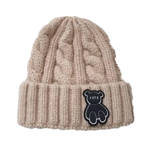 Caciula pentru copii, model moale si calduroasa, tematica happy bear world, 3 – 10 ani, crem
