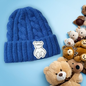 Caciula pentru copii, model moale si calduroasa, tematica happy bear world, 3 – 10 ani, albastra - Img 3