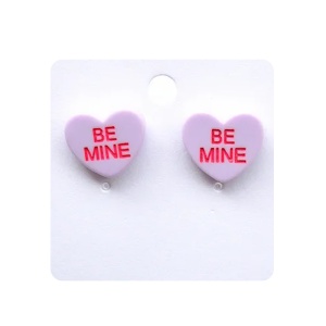 Cercei dama cu inimioare, model vesel Be Mine, tematica fashion love, mov