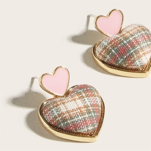 Cercei dama, model cochet summer pink heart, tematica inimi vesele, roz - Img 3