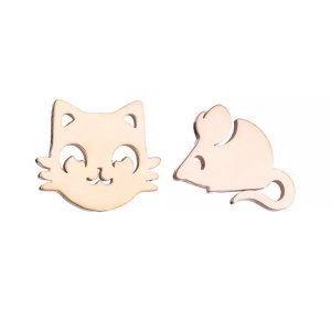 Cercei dama, model soarece si pisica, rose gold