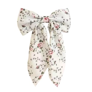 Clama de par, accesoriu funda, alb cu imprimeu floral