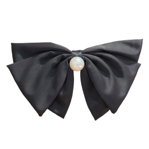 Clama de par, model elegant accesorizat cu funda supradimensionata si accesoriu perluta, neagra
