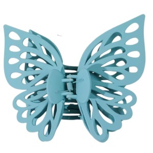 Cleste de par, prinde puternica, model voluminos fluture elegant, tematica I love butterfly, verde albastrui