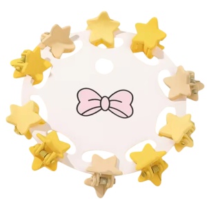 Clesti de par, set 10 bucati, model minimalist, prindere puternica, stelute magice, tematica happy star, galben