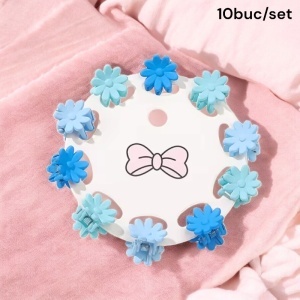 Clesti de par, set 10 bucati, model minimalist, prindere puternica, floricele delicate, M2, tematica happy life, albastru - Img 2